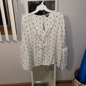 Bell sleeve lace up shirt